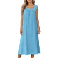 thumbnail image 2 of Jamicy Nightgowns for Women Square Neckline Long Sleeveless Solid Color Dress Night Gown Victorian Sleep Dress Soft Night Dress Ladies Sleepwear, 2 of 9