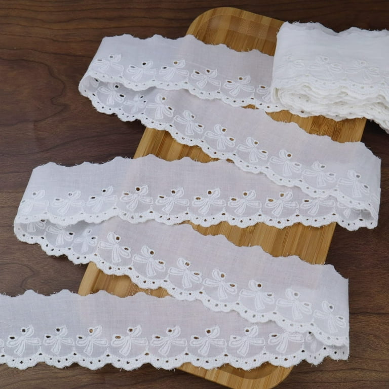 10 Yards 1/2 Inch Wide Cotton Lace Trim DIY Craft Delicate Ribbon Scallop  Edge for Scrapbooking Gift Package Crocheted Lace Trim Craft Ribbon White