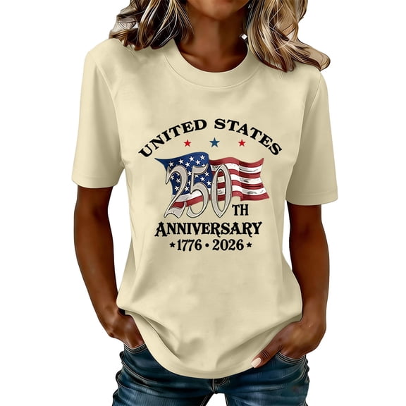 kaondbfi 250th Anniversary USA Shirt Womens States 250th T Shirt American Flag Graphic Tee 4 of July Top Womens Essentials Fashion Clothing