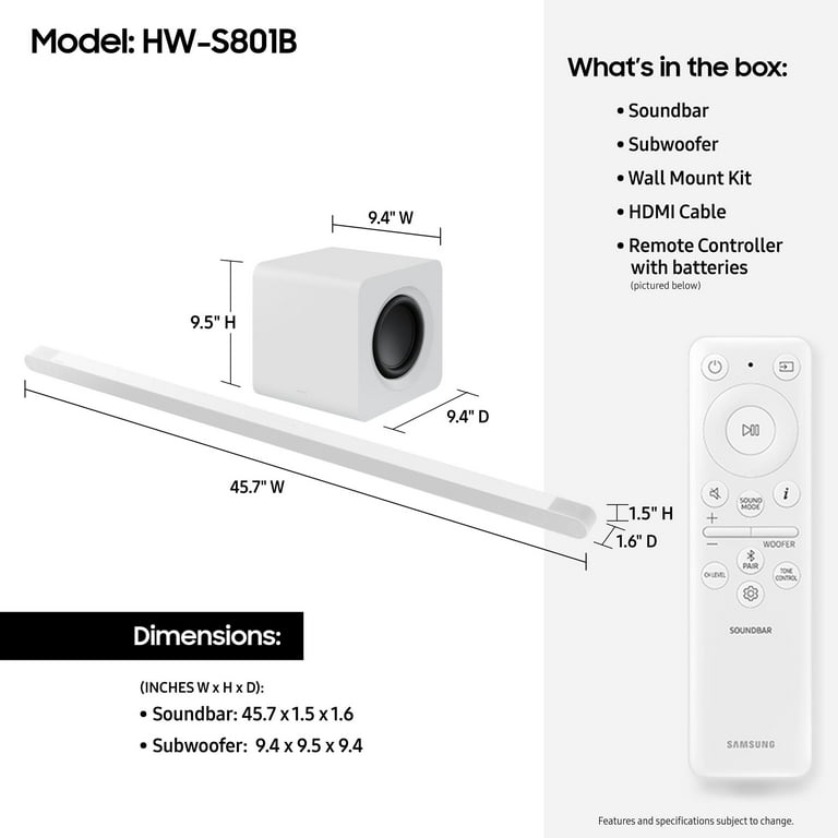 Barra de Sonido Samsung 3.1 HW-S801 330W