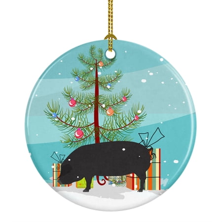 Caroline s Treasures Devon Large Black Pig Christmas Ceramic Ornament