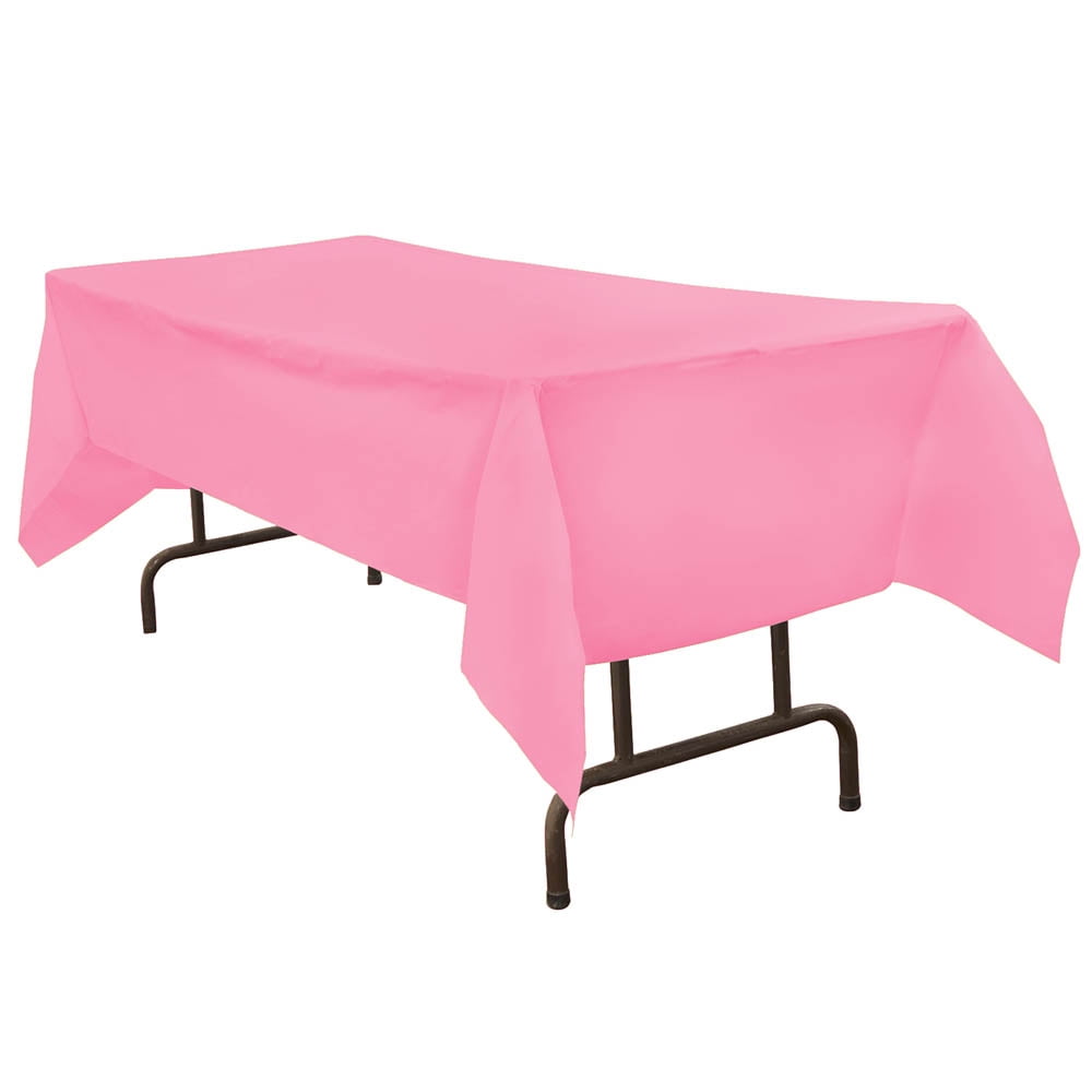 JAM Paper Plastic Table Cover, Baby Pink Tablecloth, 54in x 108in, 1 per Pack