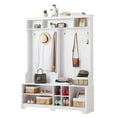 thumbnail image 6 of White Hall Tree Entryway Bench with Coat Rack and Shoe Cubbies for Organized Storage in Entryway or Bedroom, 59.8" W x 15.8" D x 76.8" H, Multifunctional Design, Easy Assembly, 6 of 9
