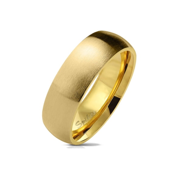 6mm Stainless Steel Gold Plated Wedding Band Matte Finish