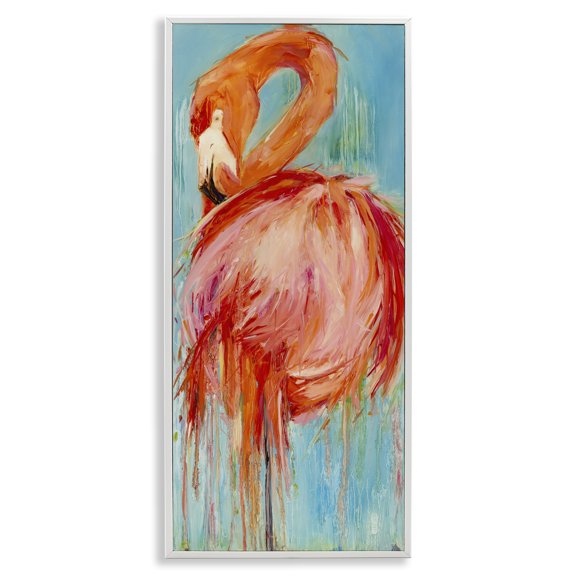 Stupell Industries Contemporary Bold Abstract Flamingo White Framed Giclee Art, 13 x 30, by Kathleen Broaderick