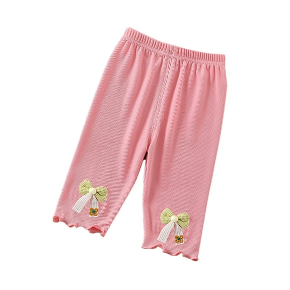 FLMEI 1-5T Girls Capris Leggings Printing Crop Summer Leggings Elastic Waist Cropped Pants for Baby Toddler