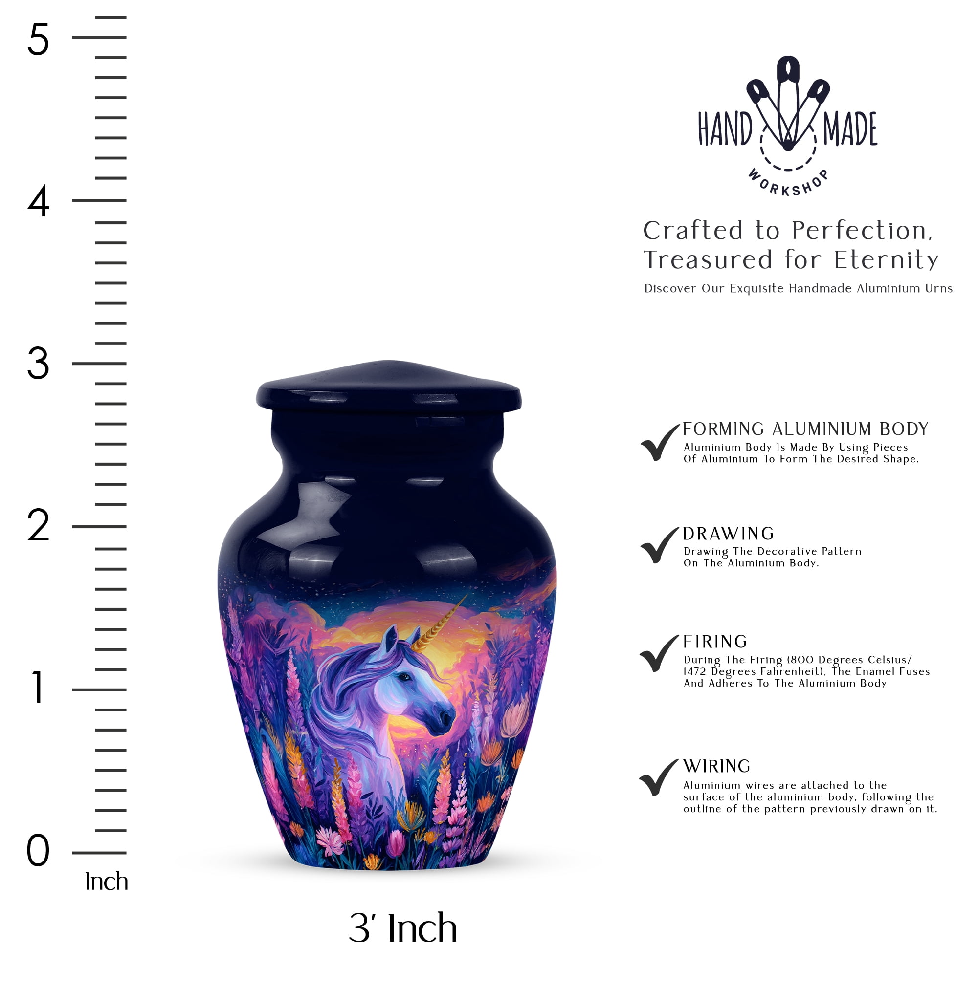 Unicorn Keepsake Urn, Mini Urn For Human Ashes, Small Keepsake Urns For Ashes Adult Female, Cremation Urns For Ashes, Magical Unicorn Tribute Keepsake (Size, 3 Inch, 1 Pc)