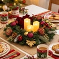 thumbnail image 6 of Yastouay 24" Pre-lit Christmas Wreath with Bow, Artificial Pine Wreath with Red Balls for Xmas Decor, 6 of 11