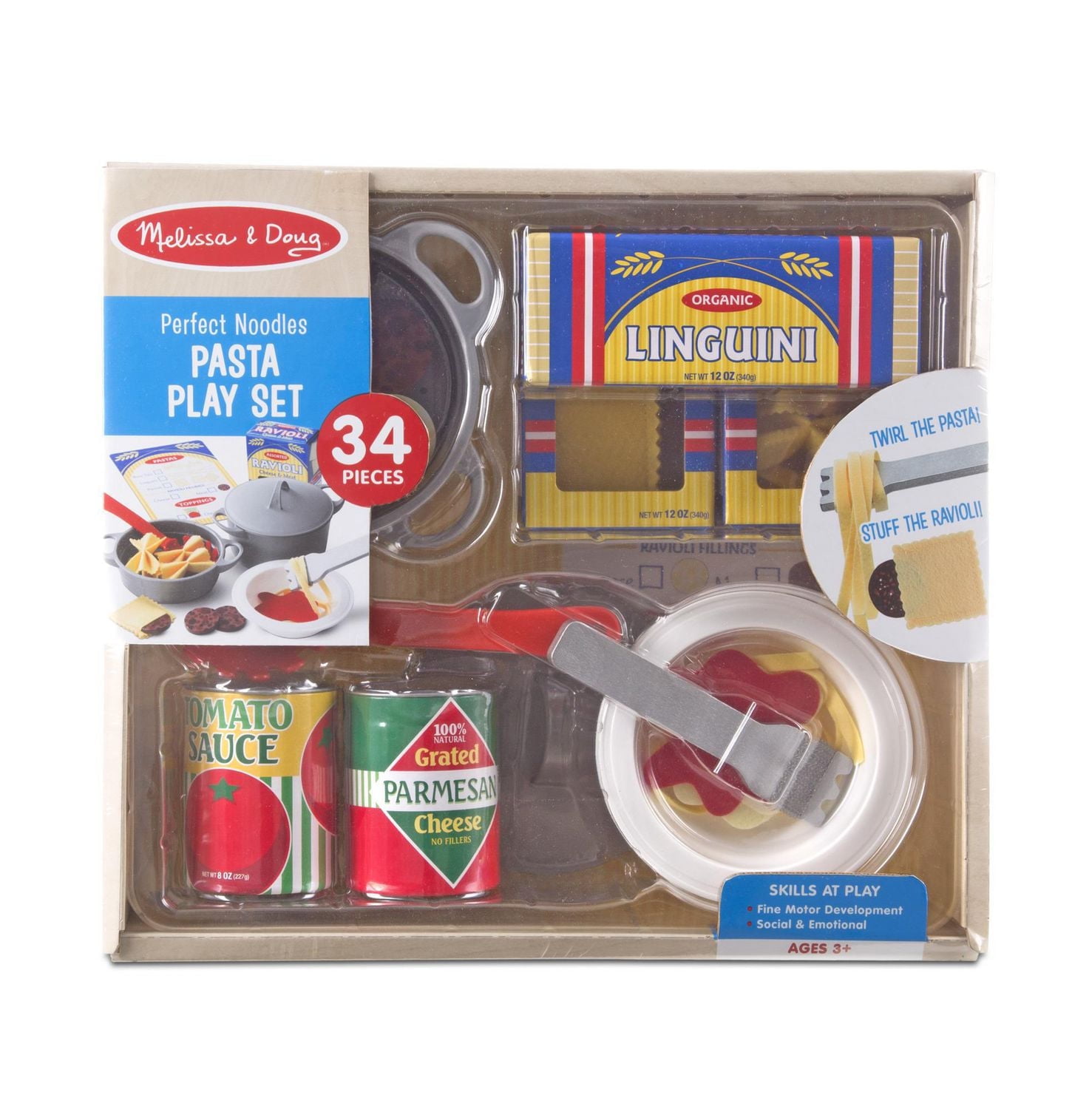 Melissa & Doug Serve It Up Pasta Play Set Toy – 34 Play Food and Cooking Pieces