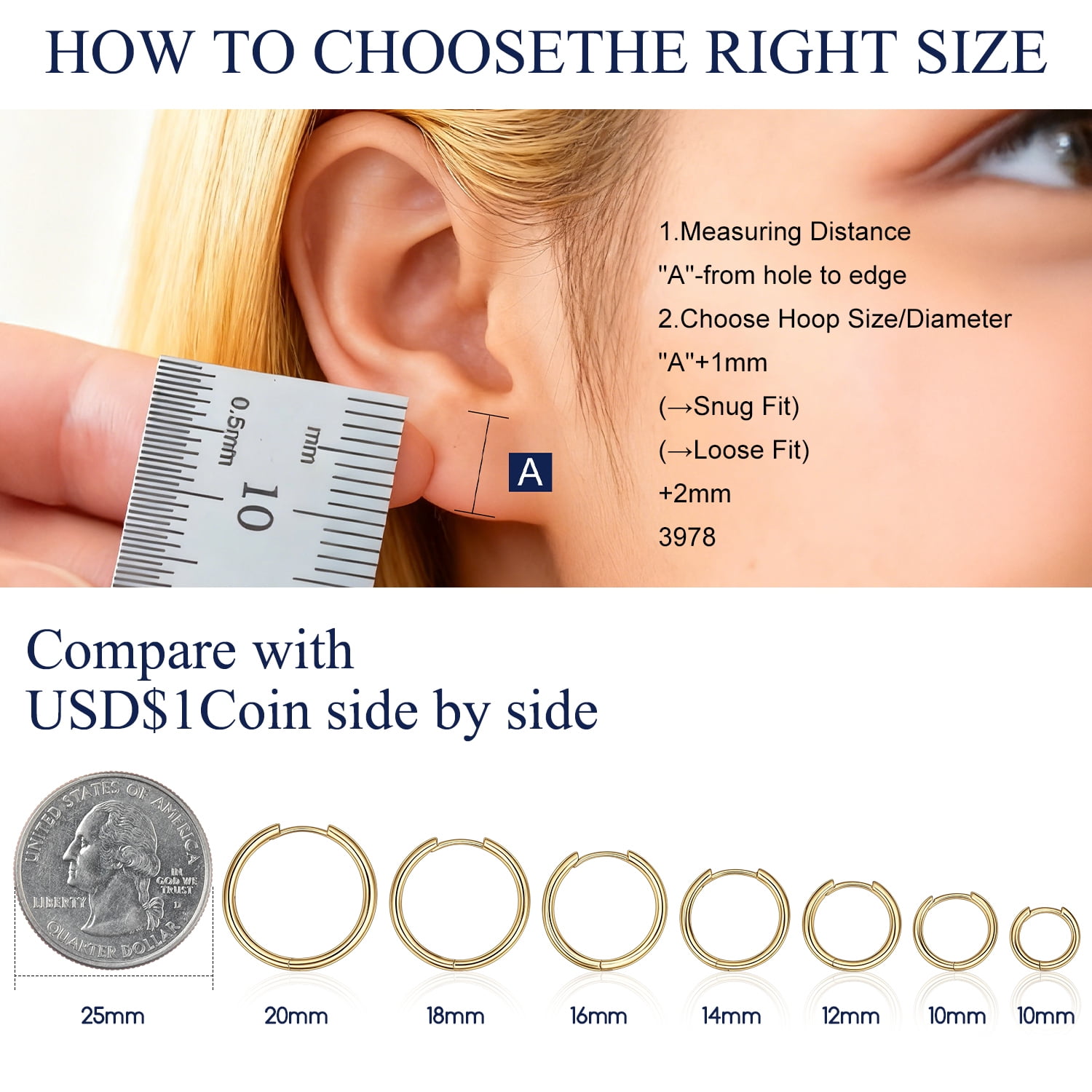 Suplight Silver Hoop Earrings for Women Men 8/10/12/14/16/18/20MM Small Huggie Hypoallergenic Nickel Free Christmas Jewelry Gift