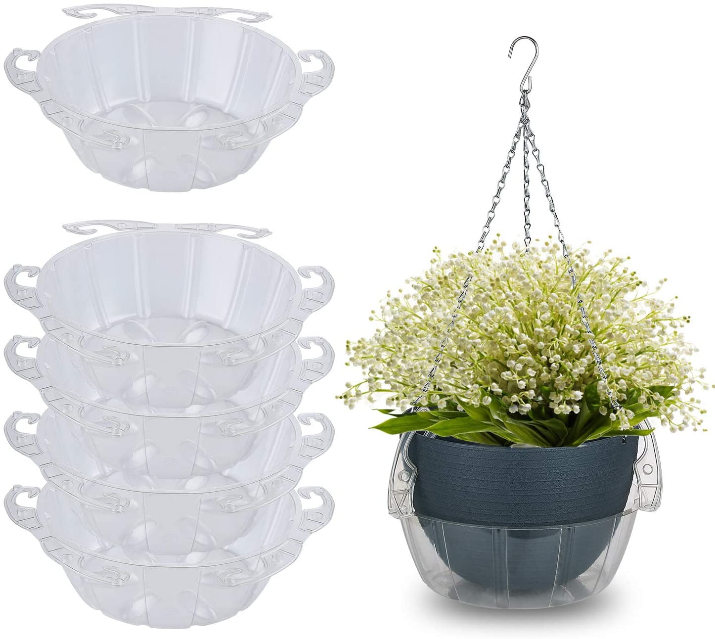 OAKBAY 5 Piece of 10 Inch Clear Plastics Plant Saucers Drip Pans for