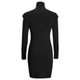 thumbnail image 6 of biudgviw Mini Dresses for Women Slim High Neck Ruffle Long Sleeve Fall Knit Dress Comfy Fashion Party Bodycon Dress, 6 of 7