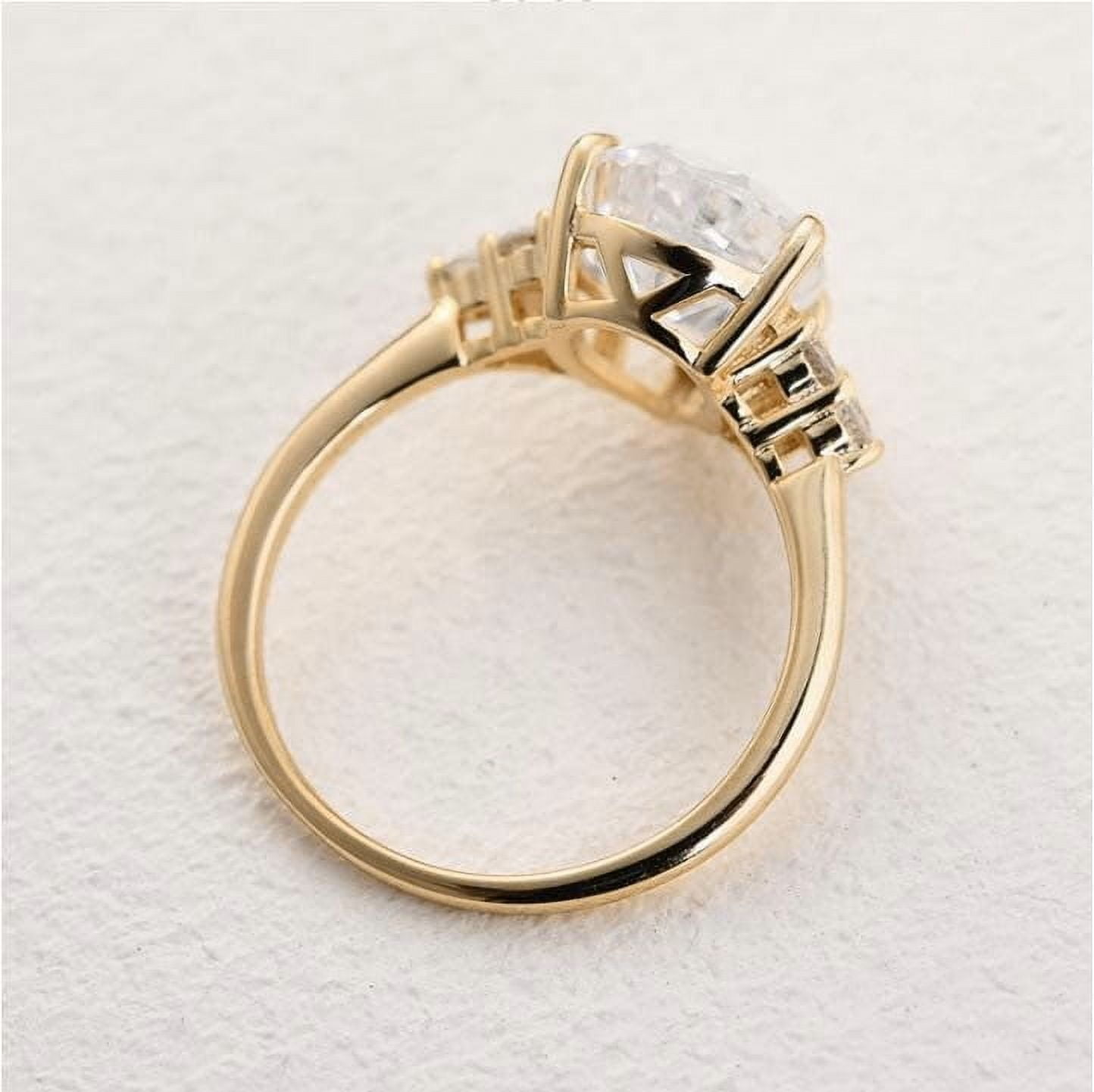 Cora jewellery 3CT Pear Cut Moissanite Engagement Ring For Women, 10K Yellow Gold