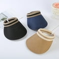 thumbnail image 3 of UPF50+ Wide Brim Visor Hats for Women, Straw Beach Sun Hat Sun Hat Roll-up Foldable Ponytail with UV Protection for Summer, 3 of 8