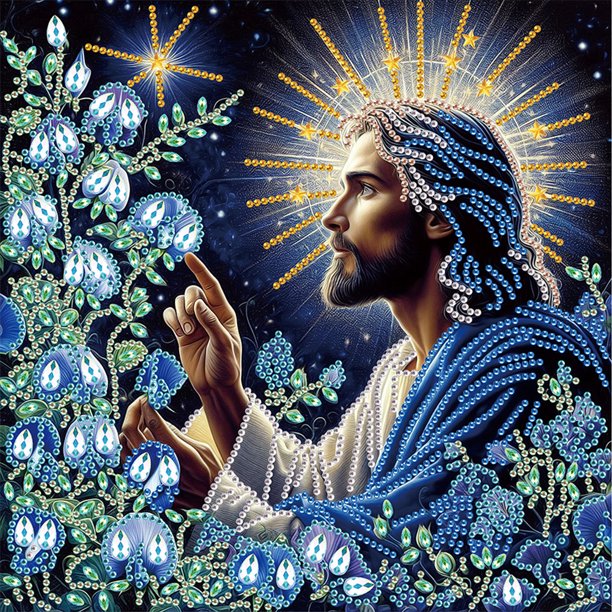 5D DIY Kit Con Forma Especial Parcial Jesús 30x30cm