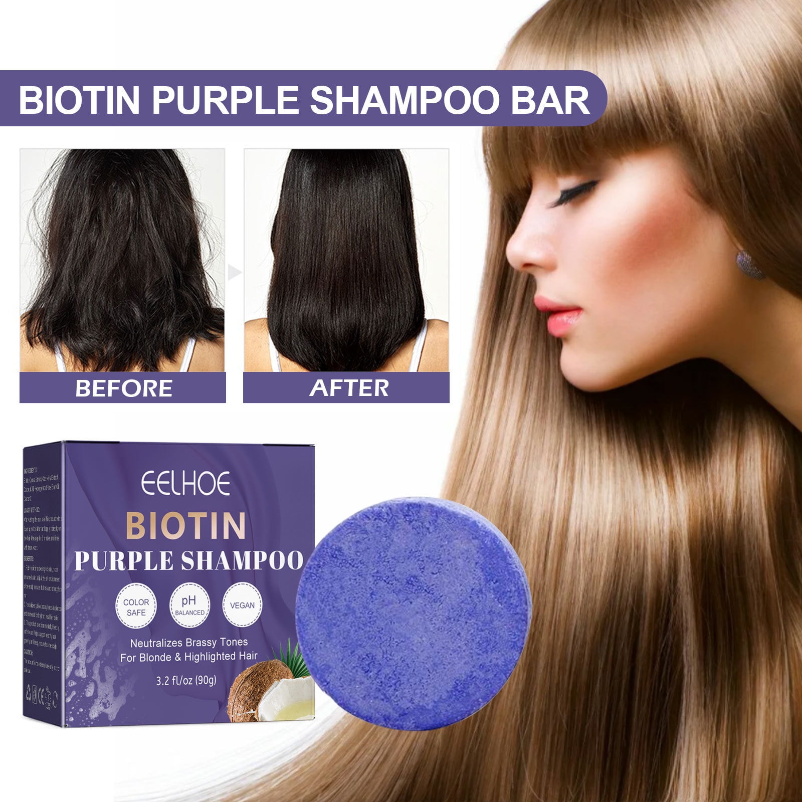 Kitsch Purple Shampoo Bar for Blonde Hair,Toning Purple Shampoo Bars with Biotin for Hair & Neutralizing Brassy Tones,Vegan Solid Shampoo Bar for Shine,Zero Waste - Walmart.com