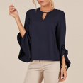 thumbnail image 2 of Elegante De Manga Larga Con Y Manga Larga Para Mujer Camisas Para Mujer L Yinane Blusa de gasa de mujer, 2 of 8
