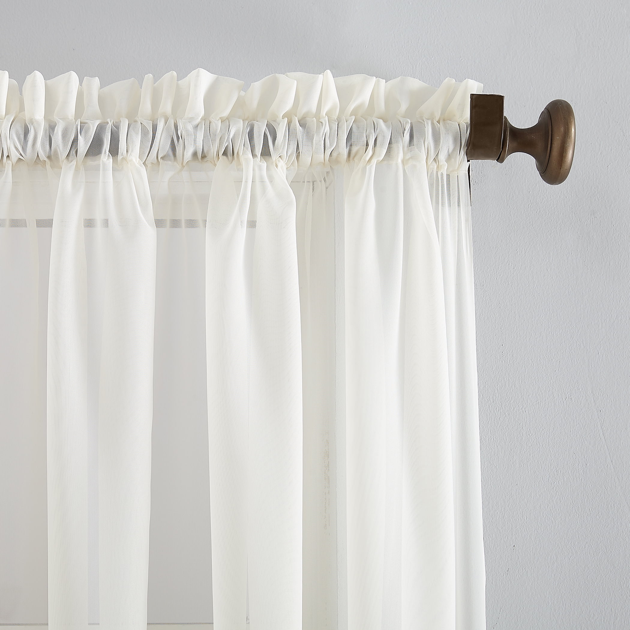 Mainstays Marjorie 1-Piece Sheer Voile Rod Pocket Curtain Panel, 59"x63", Ivory
