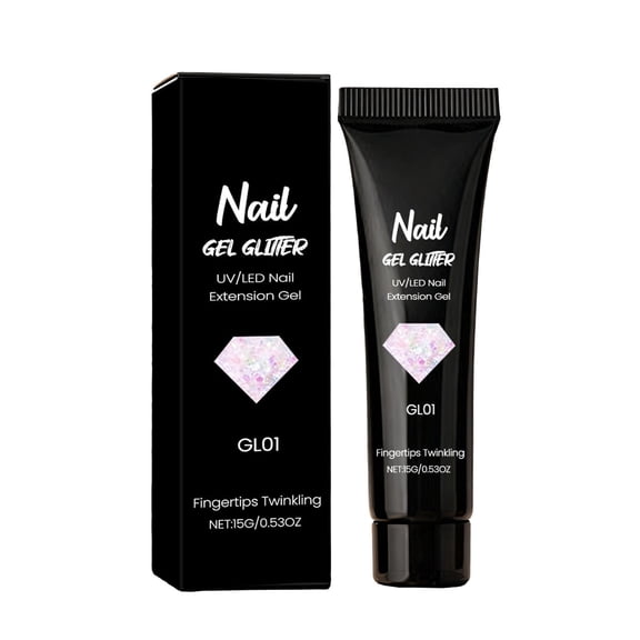 Uxgjfwu Nail Extension Glitter Gel for Nail Enhancement, Beginner Friendly Nail Art Salon DIY Gel for Home Use, 0.53 oz