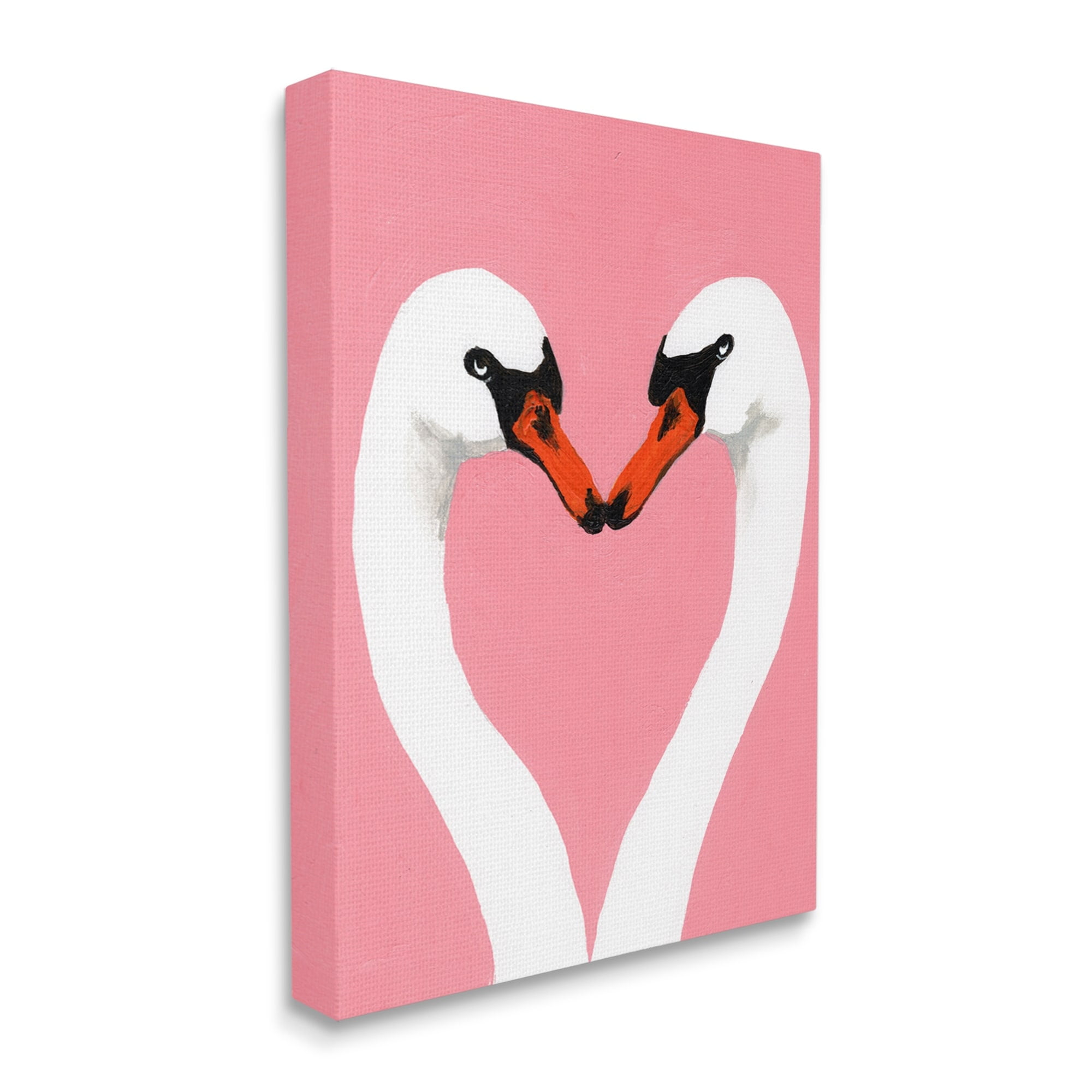Stupell Industries Pink Swan Beaks Heart Shape Animals & Insects Painting Gallery Wrapped Canvas Print Wall Art
