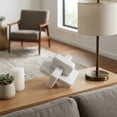thumbnail image 2 of Interlocking Knot Sculpture for Home Decor - Modern Marble Stone Decorative Object for Bathroom, Office, Room, and Living Room - Figurine Accent for Shelf and Coffee Table Styling - 5?, White, 2 of 11