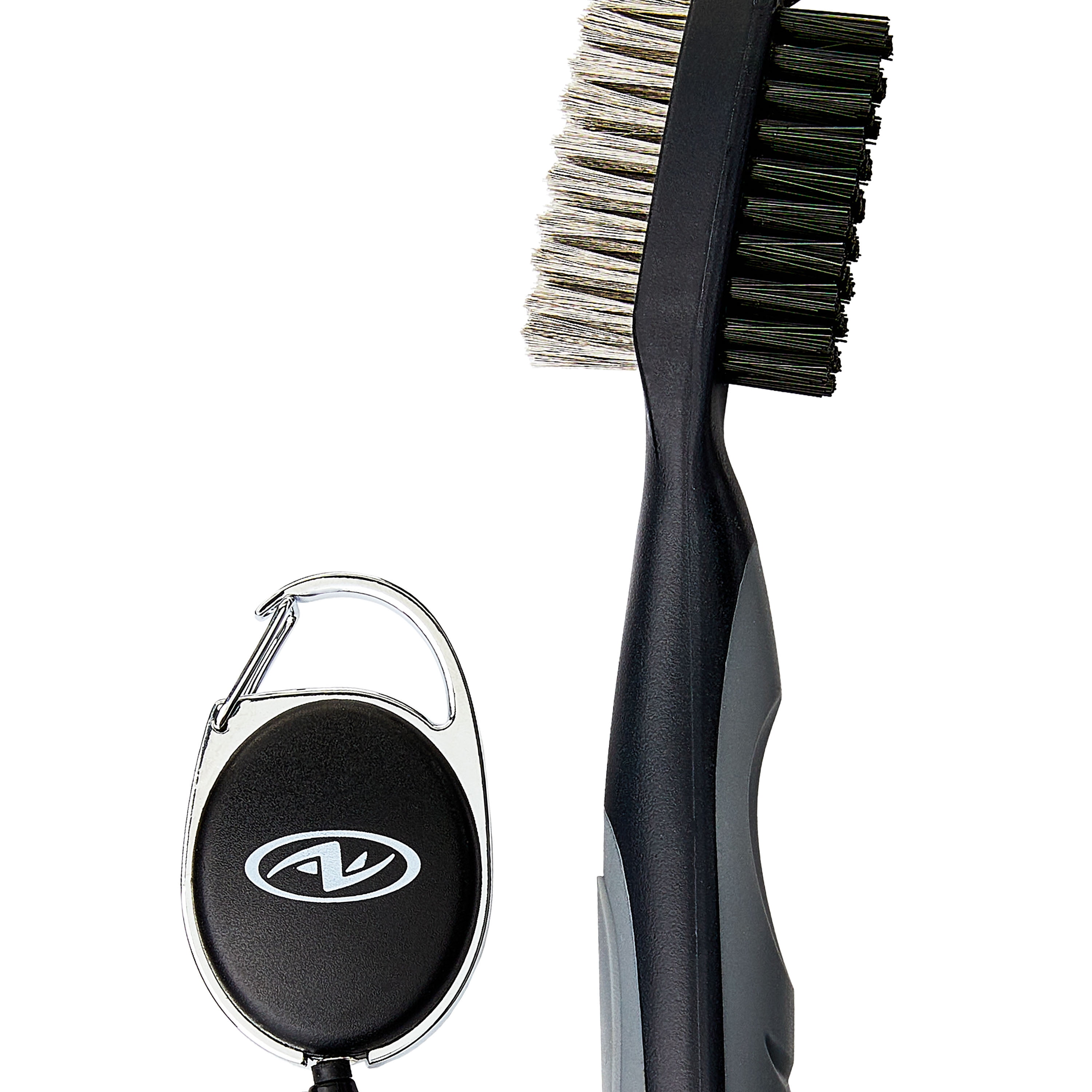 (2 pack) Athletic Works Dual Bristle Golf Club Brush with Retractable Clip – Wire & Nylon Bristles for Golf Club & Groove Cleaning