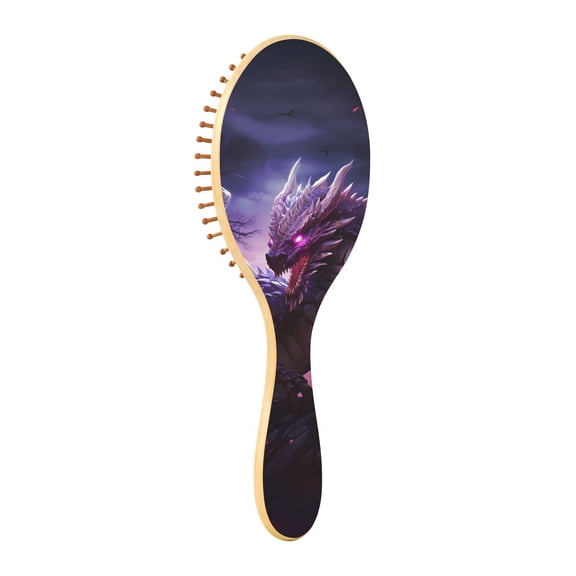 JSTEL Dragon at Night Hair Brush for Women Men Natural Wood Detangler Brushes for All Hair Types Hairbrush for Wet & Dry