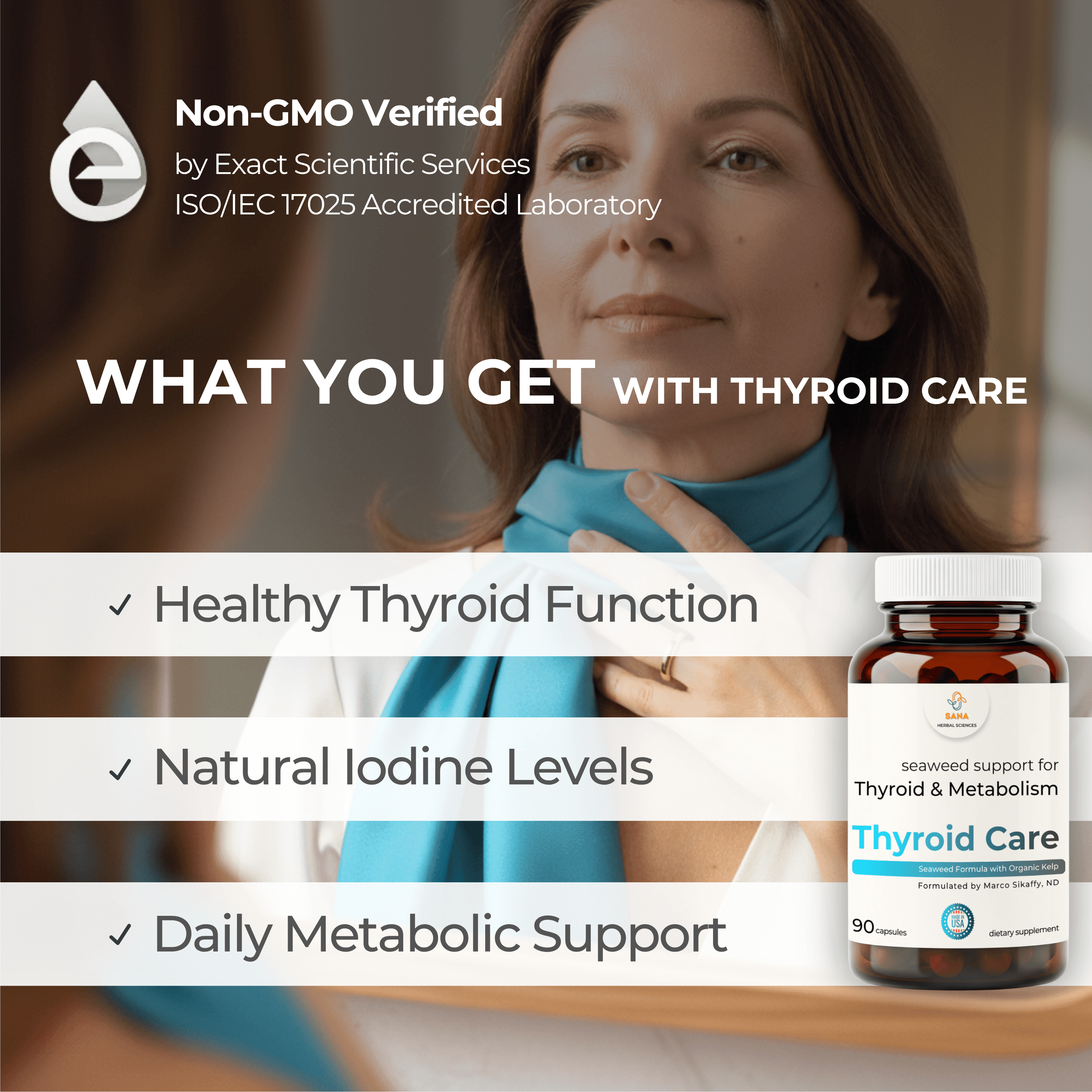 Sea Iodine Organic Kelp Supplement for Thyroid Support and Hypothyroidism | 210 mcg Seaweed Iodine Daily | for Women and Men | Hormone Balance & Metabolic Efficiency