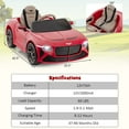 thumbnail image 3 of Costway 12V Licensed Bentley Bacalar Kids Electric Ride-on Car with Remote Control Red, 3 of 10