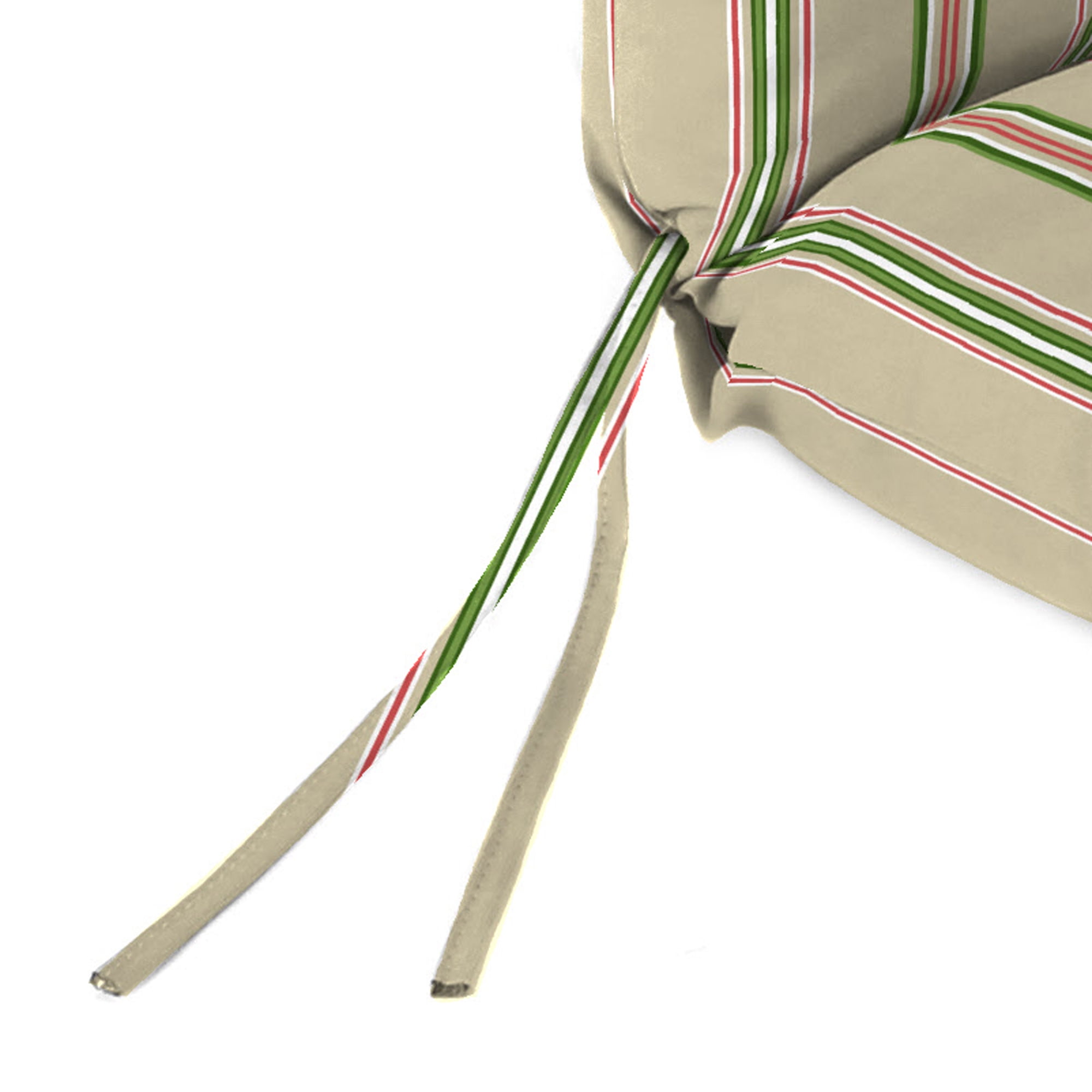 Jordan Manufacturing 44" x 22" Owen Raffia Beige Stripe Rectangular Outdoor Chair Cushion with Ties and Hanger Loop