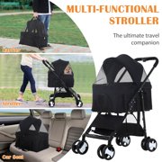 CL.HPAHKL 3 in 1 Dog Stroller For Medium Small Dogs Cats, 4 Wheels Folding Cat Stroller Pet Stroller with Removable Carrier, Portable Dog Cat Cage Jogger Stroller with Storage Lightweight for Travel