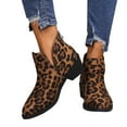 thumbnail image 4 of YUNAFFT Women's Boots Clearance, Women's Vintage Suede Leopard Print Mid-heel Chunky Ankle Boots, 4 of 9