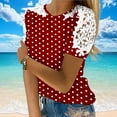thumbnail image 4 of VgaVtl Short Sleeve T-Shirt for Women Summer Women Plus Size Tops Holiday Ruffles Elegant Polka Dots Casual Loose Shirts,Red M, 4 of 7