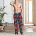 thumbnail image 5 of Uemuo Rose Flowers Pattern Men's Wide Leg Palazzo Lounge Pants with Pockets Light Weight Loose Comfy Casual Pajama Pants-X-Large, 5 of 9