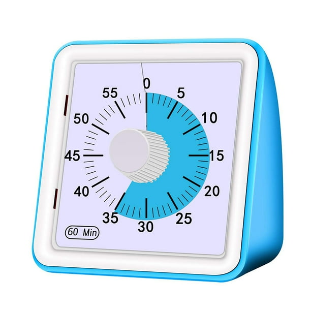 Temporizador de tiempo (rojo/azul), temporizador analógico visual de 60 minutos, alerta opcional (encendido/apagado), sin tictac alto; Herramienta de gestión del tiempo Xemadio FLD-2517
