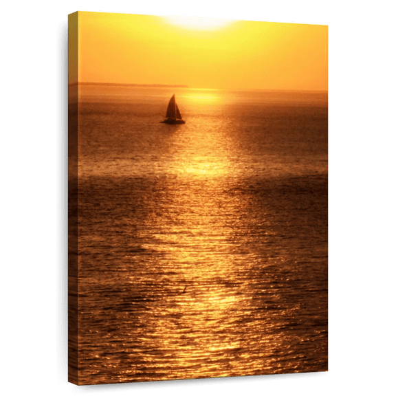 Elephant Stock Sailboat At Sunset I Wall Art - Vertical Canvas Wall Art - Living Room Wall Decor - Beach Canvas - Brown And Orange Decor By Kathy Mansfield - 8" x 12"