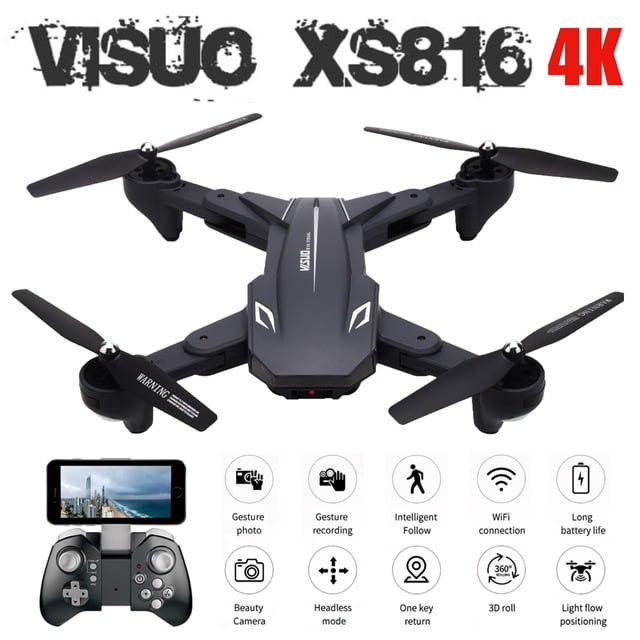 VISUO XS816 Foldable RC Drone FPV WiFi 4K HD Dual Camera Optical Flow Quadcopter 