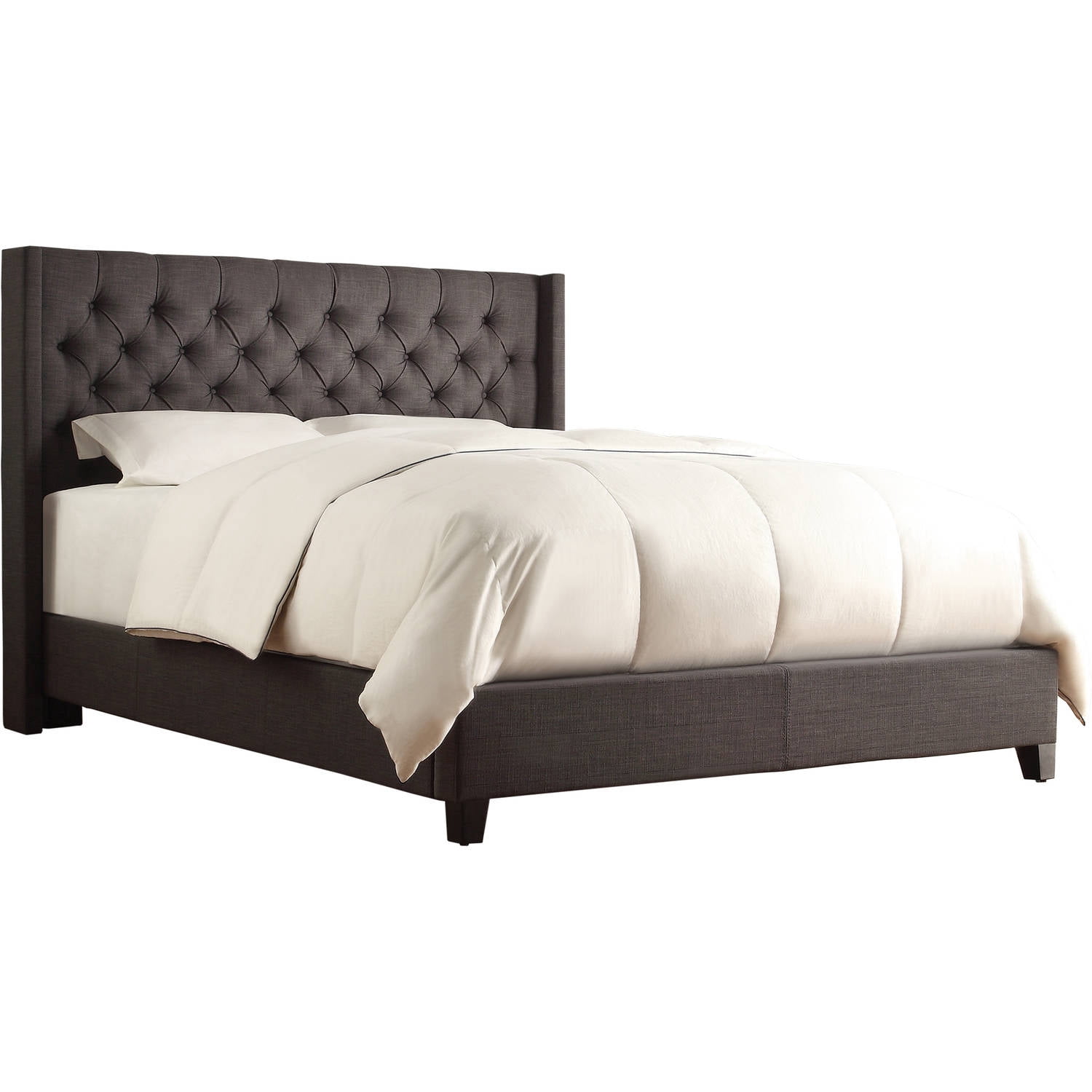 Weston Home Melford Wingback Tufted Platform King Bed, Dark Gray
