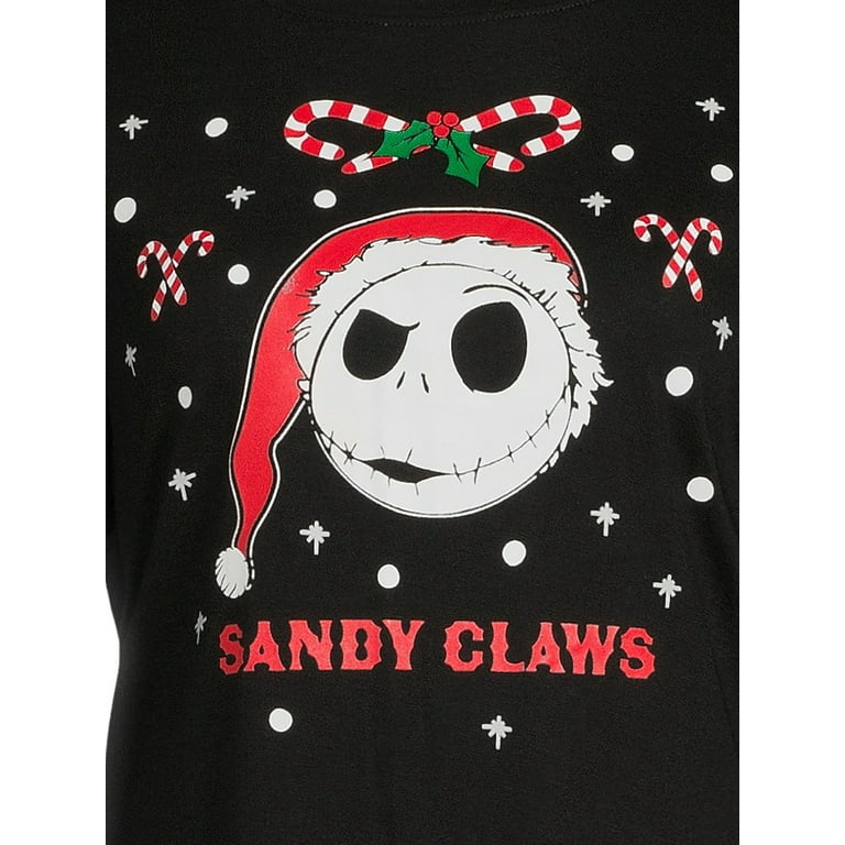 The Nightmare Before Sleeve Graphic Juniors Women\'s Tee Christmas Short Santa Jack