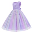 thumbnail image 3 of IBTOM CASTLE Flowers Girls Tulle Lace Dress for Kids Wedding Bridesmaid Pageant Birthday Party Communion Formal Princess Prom Maxi Gown 4-5 Years Rainbow Purple, 3 of 9