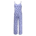 thumbnail image 5 of XIAONU Womens Pajama Set Lace-Trim Heart Print Cami Top And Pants Sweet Cozy Loungewear, 5 of 5