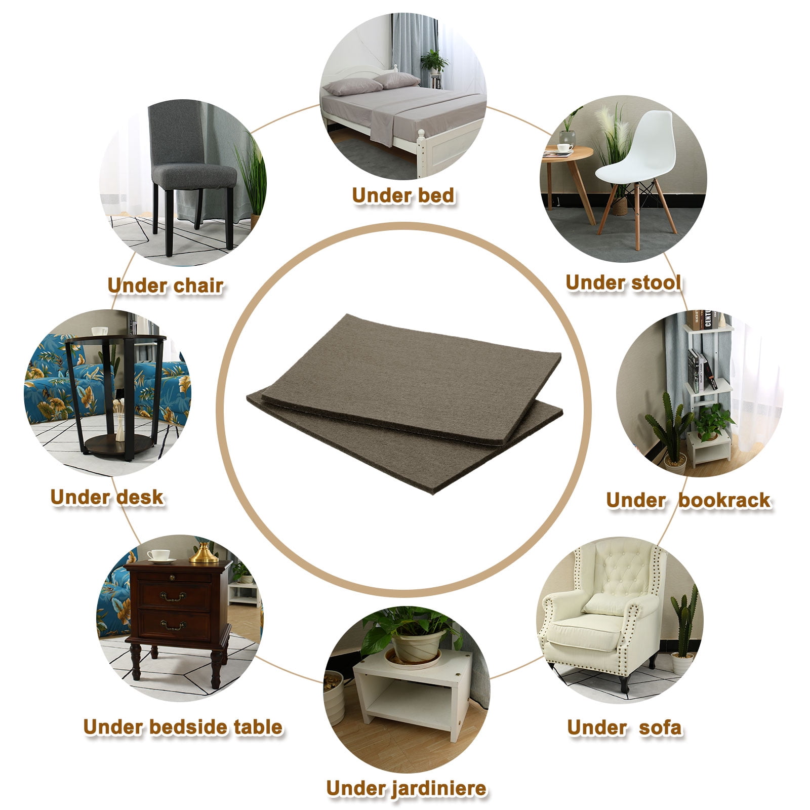 Felt Furniture Pads, 24Pack 7.87" x 5.91" Adhesive Backed Non-slip Anti-scratch Felt Pad for Protecting Hardwood Floor, Brown