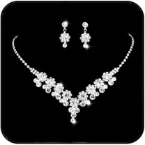 Silver Wedding Jewelry Sets Rhinestone Necklace and Earring Set Crystal Prom Jewelry Sets for Women