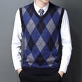 thumbnail image 2 of FINALGANG Men's Knitted Sweater Vest Diamond Pattern Relaxed Fit Pullover Sleeveless V Neck Jumper For Casual Daily Wear Cozy Knitwear, 2 of 6