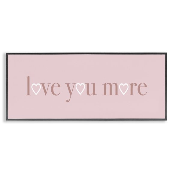Stupell Industries Farmhouse Soft Pink Love You More Phrase Black Framed Giclee Art, 24 x 10, by Lil' Rue