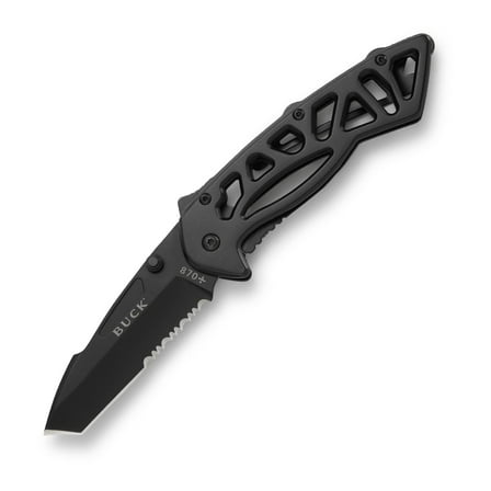 Buck Knives 870 Bones Folding Tactical Pocket Knife with Ambidextrous Thumbstud and Frame Lock, Black