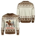 thumbnail image 3 of Telankuip All over Printed Christmas Cowboy Sweatshirts Oversized Crewneck Pullover Tops Trendy Classic Winter Long Sleeve Xmas Holiday Tops Gift for Men Khaki S, 3 of 3