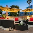 thumbnail image 3 of Devoko Exclusive 13 Pieces Fire Pit Seating, Outdoor Sectional Rattan Sofa Set with 50000 BTU Propane Fire Pit Table, Beige, 3 of 6