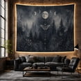 thumbnail image 4 of Misty Forest with Full Moon and Symmetrical Moths, Mystical Gothic for Dark Nature Lovers, Surreal Art Wall Decor, Halloween Gift, Tapestry Wall Hanging for Bedroom and Living Room, 4 of 5
