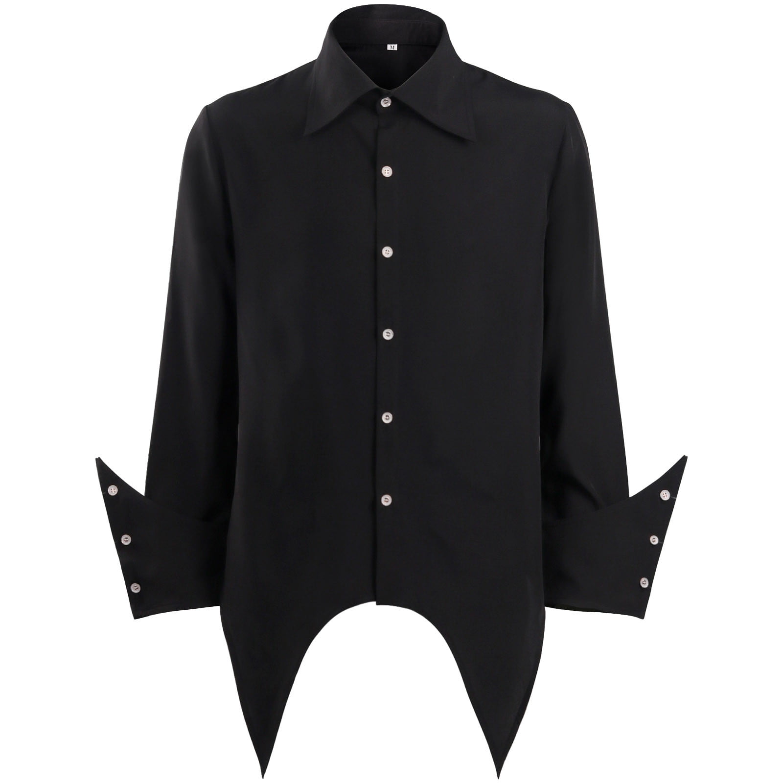 Mens Shirt Adult Male Sleeveless Turtleneck Men Mens Fashion Style Medieval Gentleman Shirt Gothic Ruffled Long Sleeves Shirt Clothes Black M
